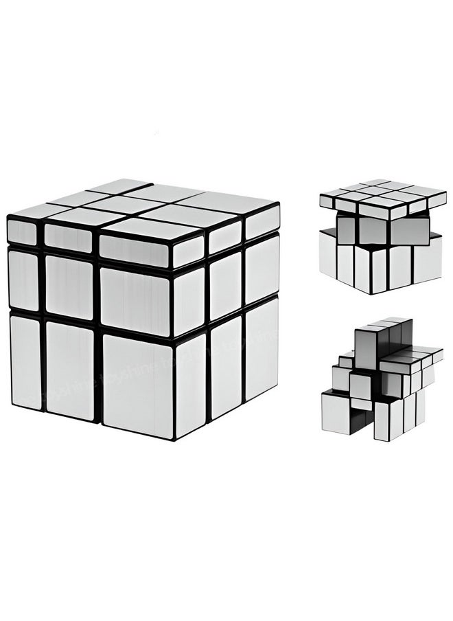 توي شاين مكعب سحري سريع من تويشاين بمرآة فضية 3x3x3، لغز العصف الذهني السريع لتخفيف التوتر للأطفال والكبار  - Image 1