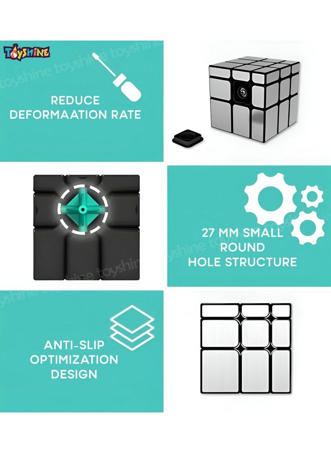 توي شاين مكعب سحري سريع من تويشاين بمرآة فضية 3x3x3، لغز العصف الذهني السريع لتخفيف التوتر للأطفال والكبار  - Image 5