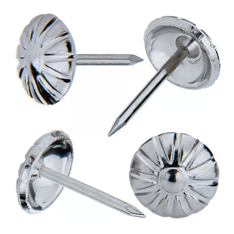 Homdire Upholstery Tacks for Decorative Furniture Tacks Nails for Upholstery Decorative 716 Inch Upholstery Nails for Furniture DIY Decorative Daisy Upholstery Tacks Silver100PCS