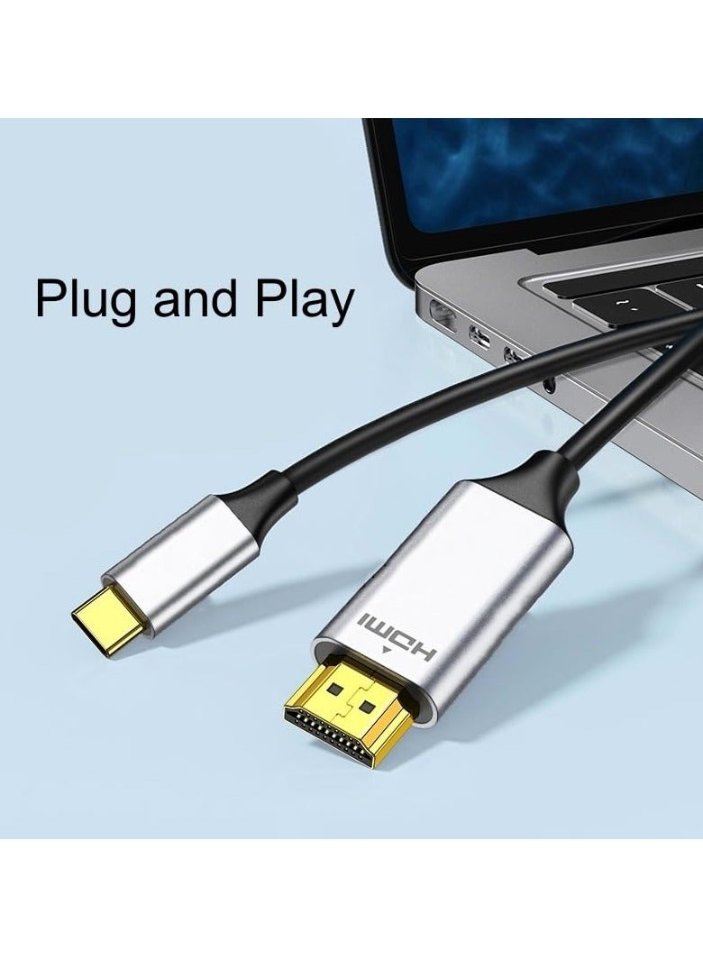 USB C to HDMI Cable, 4K@30Hz Type C to HDMI Cable, 6.6ft HDMI Cord Compatible with Thunderbolt 3/4 for iPhone 15 Series, MacBook, iPad, iMac, Android Phone, Surface Book and More - Image 2