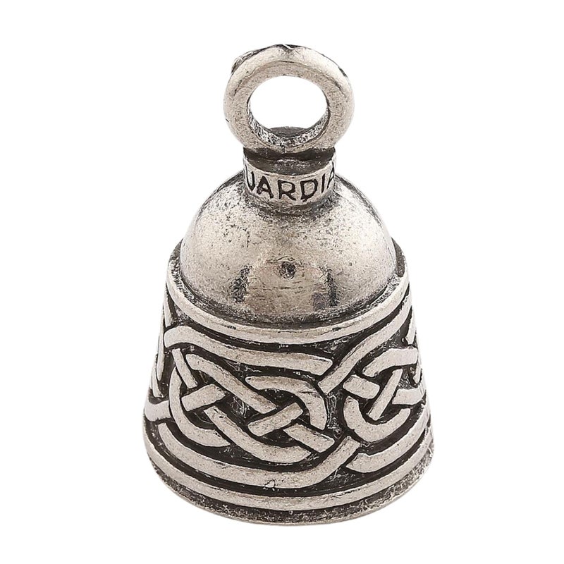Guardian Bell Celtic Weave Good Luck Bell wKeyring  Black Velvet Gift Bag  Motorcycle Bell  LeadFree Pewter  Made in USA