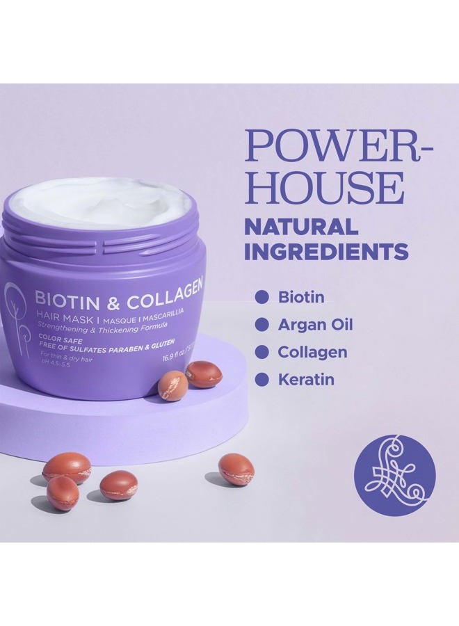 L LUSETA قناع شعر لوسيتا بيوتين كولاجين للشعر الجاف والتالف 16.9 أونصة، علاج تقوية وتكثيف، علاج عميق للترطيب - Image 2