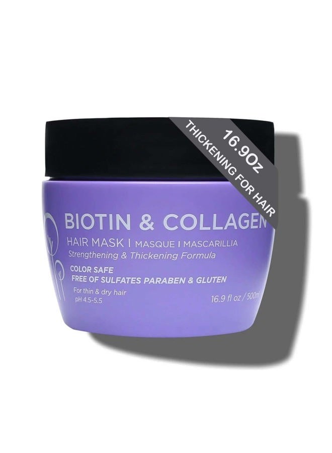 L LUSETA قناع شعر لوسيتا بيوتين كولاجين للشعر الجاف والتالف 16.9 أونصة، علاج تقوية وتكثيف، علاج عميق للترطيب - Image 1