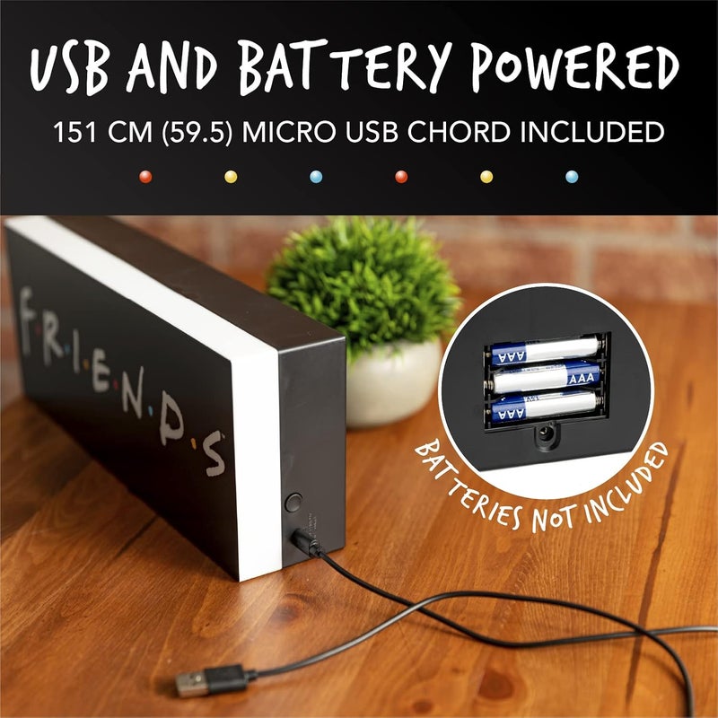 Paladone Friends Logo Light - Officially Licensed Friends TV Show - USB or Battery Powered Décor, Black and White - Image 5