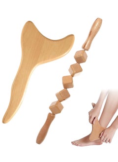Arabest 2 Pieces Wood Massage Tools Gua Sha Board Handheld Wooden Scraper Massage Rollers Lymphatic Drainage Tool for Release Cellulite Sore Muscle  - Image 1