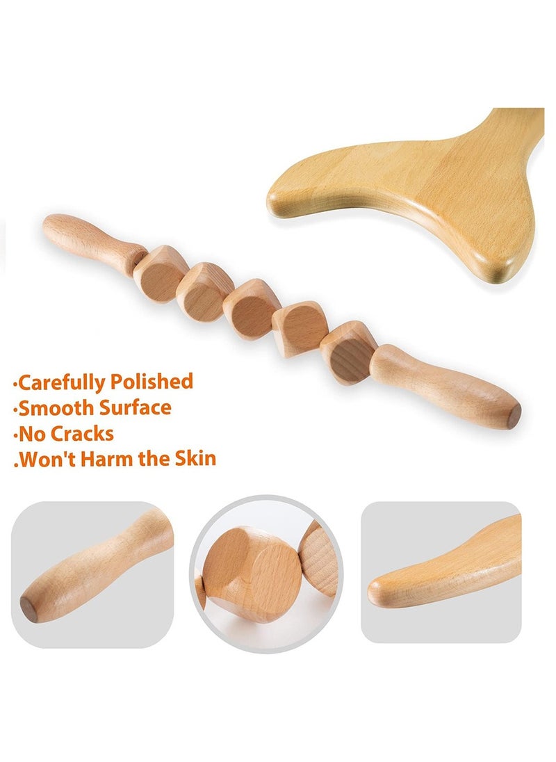 Arabest - 2 Pieces Wood Massage Tools Gua Sha Board Handheld Wooden Scraper Massage Rollers Lymphatic Drainage Tool for Release Cellulite Sore Muscle - Image 1