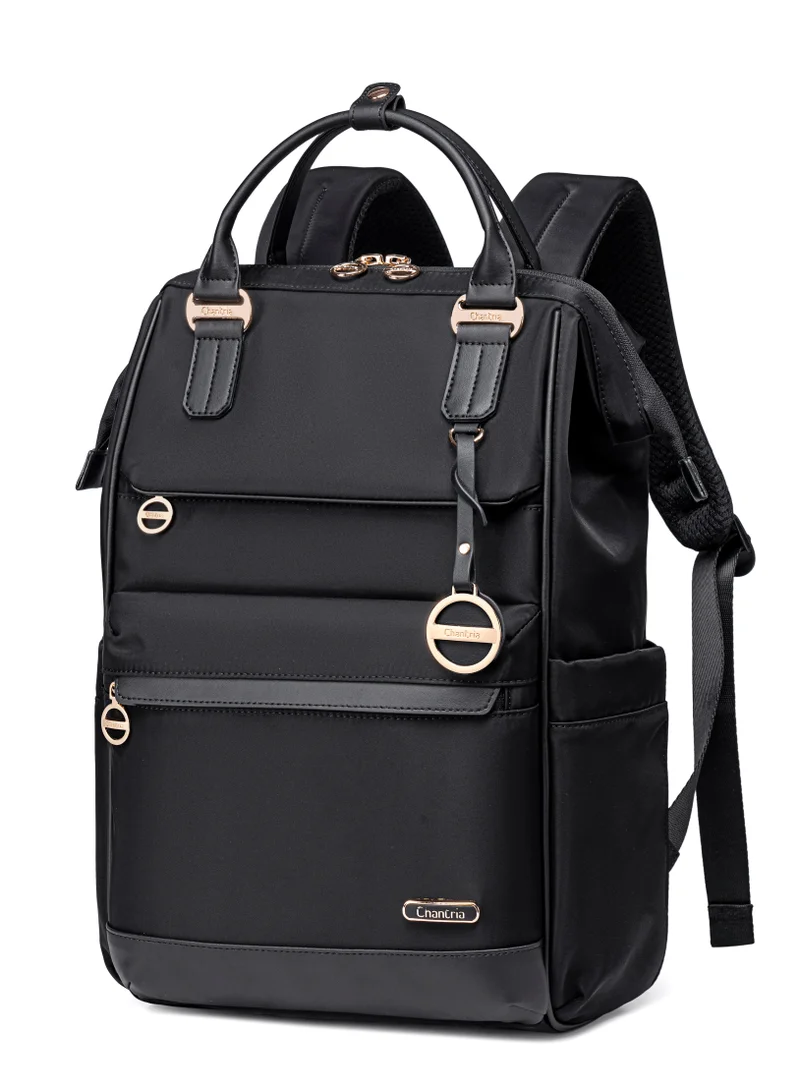 شانتريا حقيبة ظهر نسائية فاخرة مقاومة للماء متعددة الوظائف مضادة للسرقة للاستخدام اليومي والمكتبي والمدرسي والجامعي - أسود