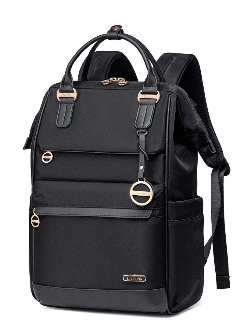 Chantria Premium Shoulder Laptop Daypack for Women Water Resistant Durable Multifunctional Anti Theft Backpack for Casual Office School College CB00788 - Black - Image 2