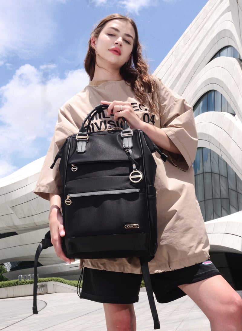 Chantria Premium Shoulder Laptop Daypack for Women Water Resistant Durable Multifunctional Anti Theft Backpack for Casual Office School College CB00788 - Black - Image 4