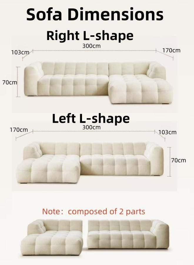 AAF FURNITURE طقم أريكة على شكل حرف L من الأثاث الفاخر الخفيف باللون البيج بدون وسادة  - Image 2