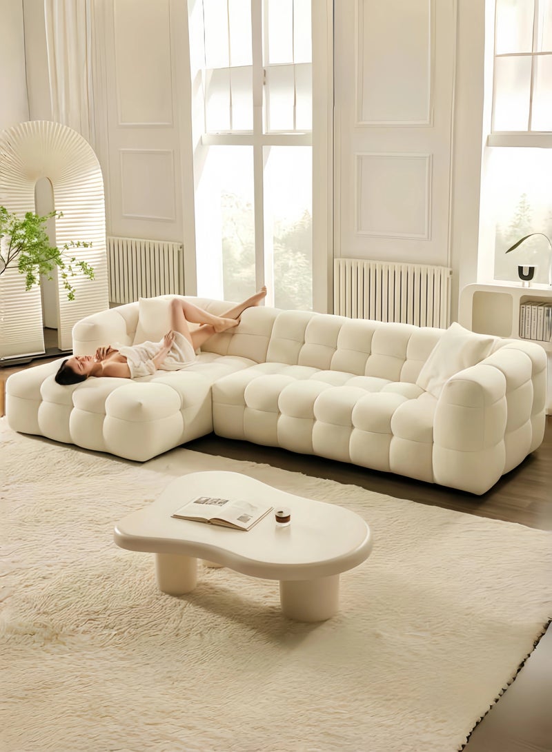 AAF FURNITURE طقم أريكة على شكل حرف L من الأثاث الفاخر الخفيف باللون البيج بدون وسادة  - Image 5