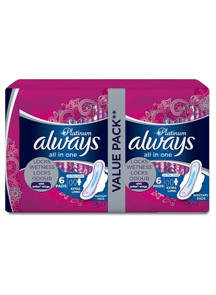 Platinum Ultra Thin Extra Long Sanitary Pads 12 Pieces