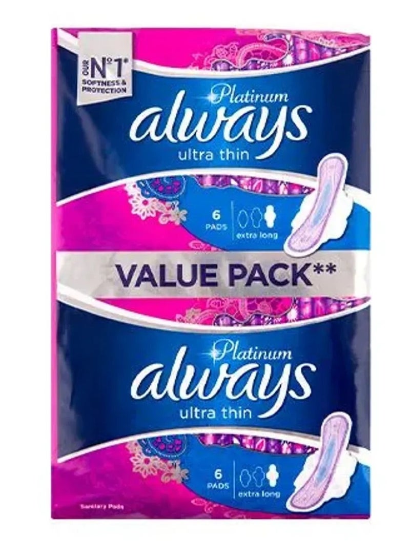 Platinum Ultra Thin Extra Long Sanitary Pads 12 Pieces