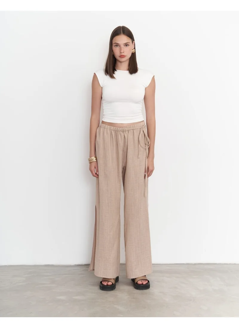 Bohemai Harmony Side Tie Beige Trousers