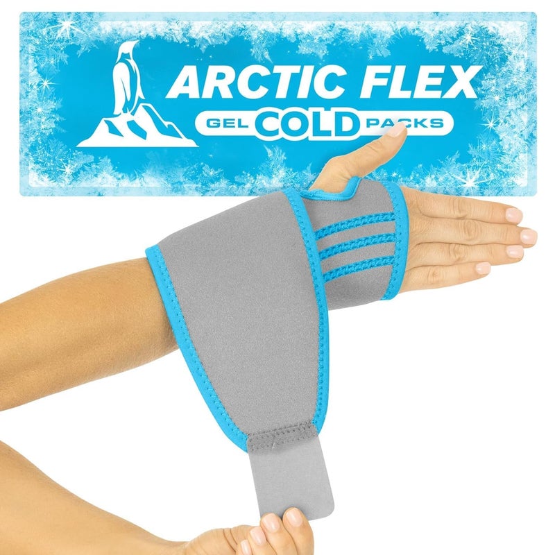 Arctic Flex Wrist Ice Pack Wrap - Refreezable Gel Compression Support - Flexible Hot & Cold Brace For Injuries  Rheumatoid  Tendinitis  Swelling & Carpal Tunnel - Reusable For Pain & Muscle Therapy - Image 1