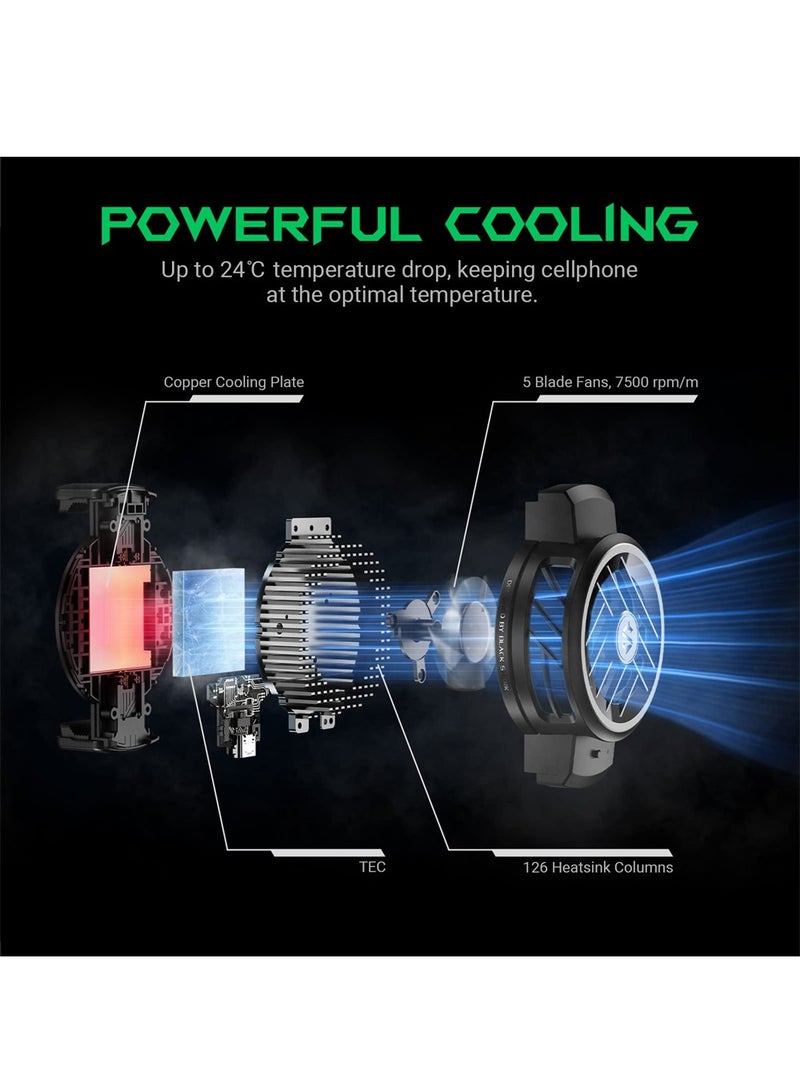 KASTWAVE Phone Cooler, Portable Cell Phone Cooling Fan, Lightweight Quiet Cellphone Radiator with Dual Semi-Conductor Cooling Chip for 2.71-3.34 inches for iPhone/Android Gaming - Image 3