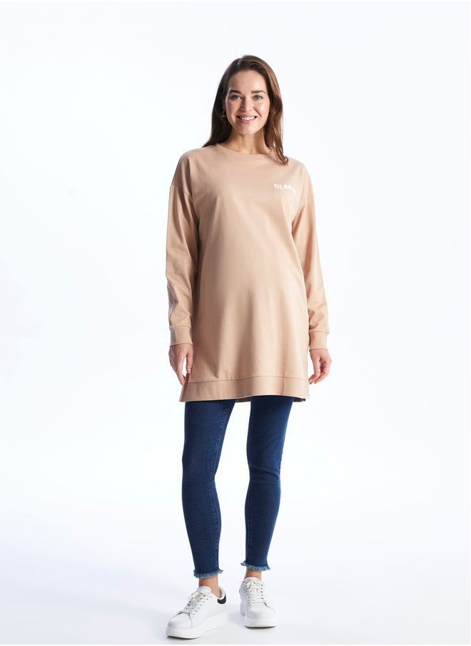 LC WAIKIKI Crew Neck Printed Long Sleeve Oversize Maternity Sweatshirt Tunic  - Image 3