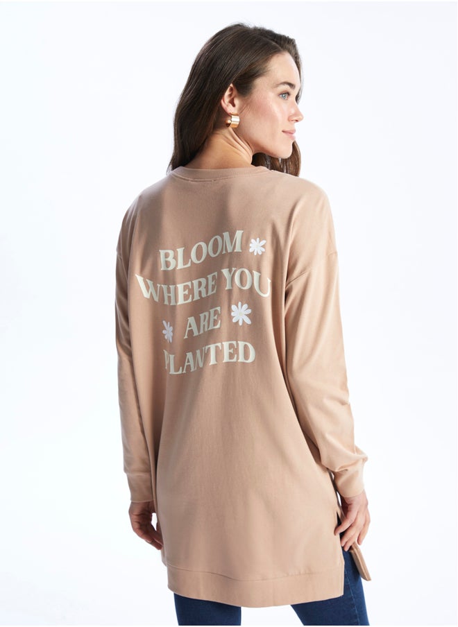 LC WAIKIKI Crew Neck Printed Long Sleeve Oversize Maternity Sweatshirt Tunic  - Image 1