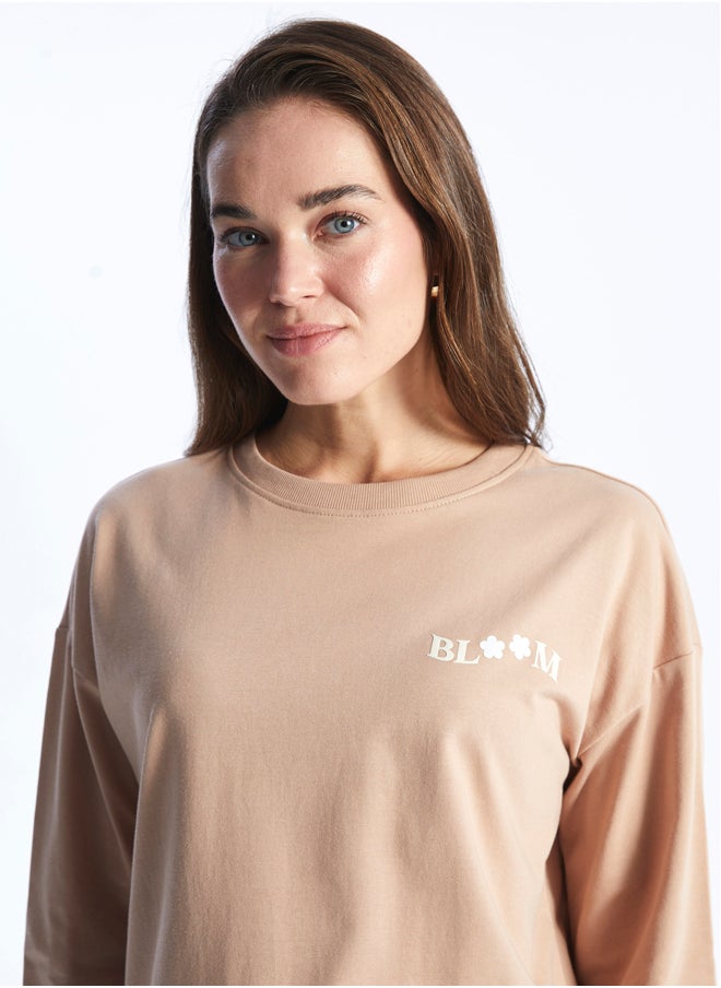 LC WAIKIKI Crew Neck Printed Long Sleeve Oversize Maternity Sweatshirt Tunic  - Image 2