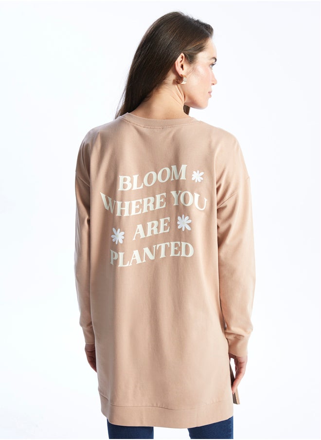 LC WAIKIKI Crew Neck Printed Long Sleeve Oversize Maternity Sweatshirt Tunic  - Image 5