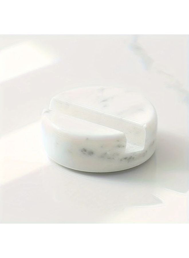 White Marble Phone Holder Waterproof Natural Stone Stand For Office Home Decor - Image 1