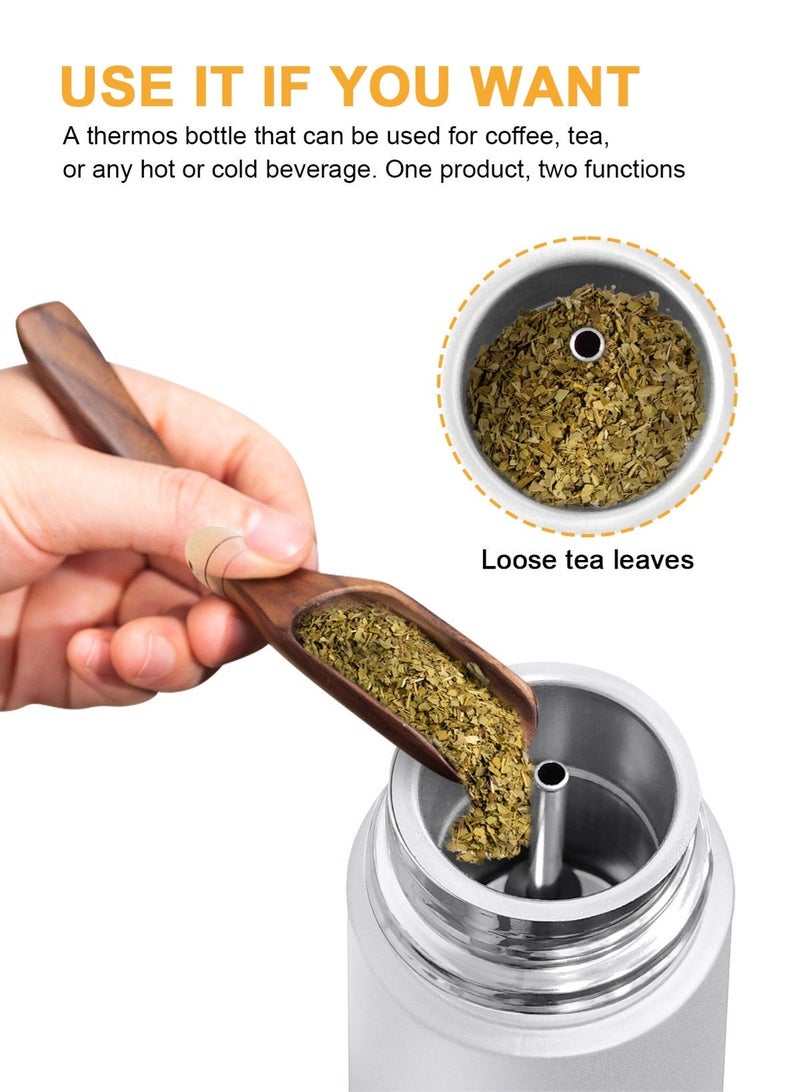 HomarKet Yerba Mate Tea Cup, Stainless Steel Double Walled Easy Wash Household Insulation Cup, 500ML Double Function Portable Mate Cup with Straw For Car, Office, Gym, Home Camping - Image 3
