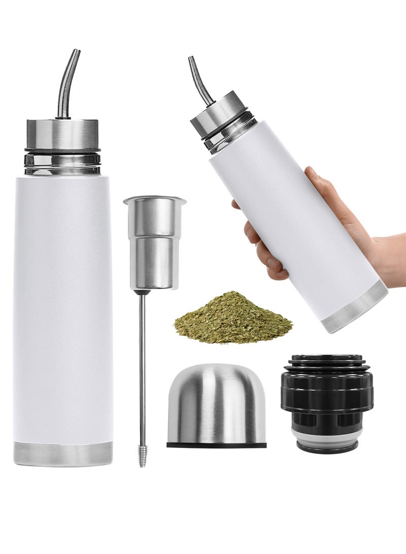 HomarKet Yerba Mate Tea Cup, Stainless Steel Double Walled Easy Wash Household Insulation Cup, 500ML Double Function Portable Mate Cup with Straw For Car, Office, Gym, Home Camping - Image 1