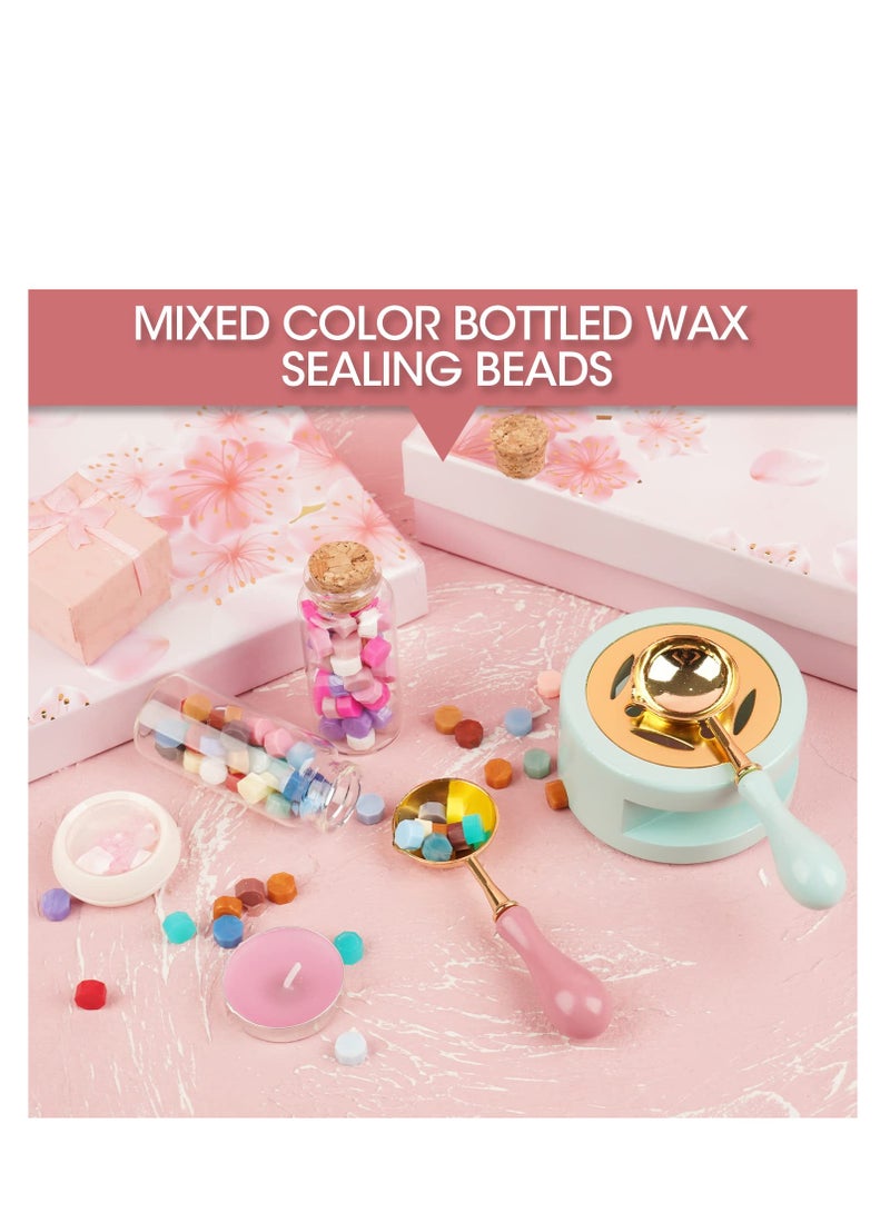 SYOSI Wax Seal Stamp Kit, Wax Seal Beads with Wax Seal Stamp, Sealing Wax Warmer, Wax Seal Metallic Pen, Wax Seal Kit with Gift Box, Birthday Gift and Decoration for Girls, Purple - Image 5