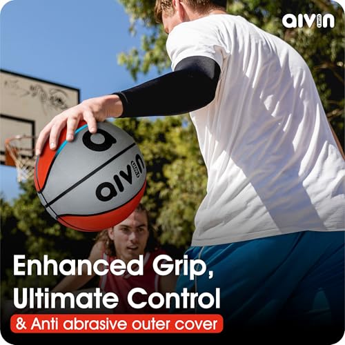 Aivin Onset Basketball, Rubberized Moulded Basketball Game, for Match, Training, Outdoor Ball, Durable for Practice, Waterproof and Suitable for All Surface, 8 Panel, Material-Rubber (Grey/Red) Size-7 - Image 4