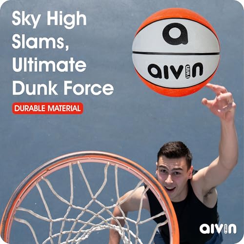 Aivin Onset Basketball, Rubberized Moulded Basketball Game, for Match, Training, Outdoor Ball, Durable for Practice, Waterproof and Suitable for All Surface, 8 Panel, Material-Rubber (Grey/Red) Size-7 - Image 5