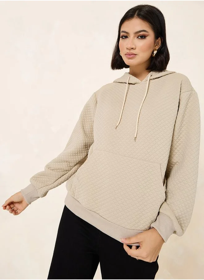 Styli Regular Length Textured Regular Fit Hoodie