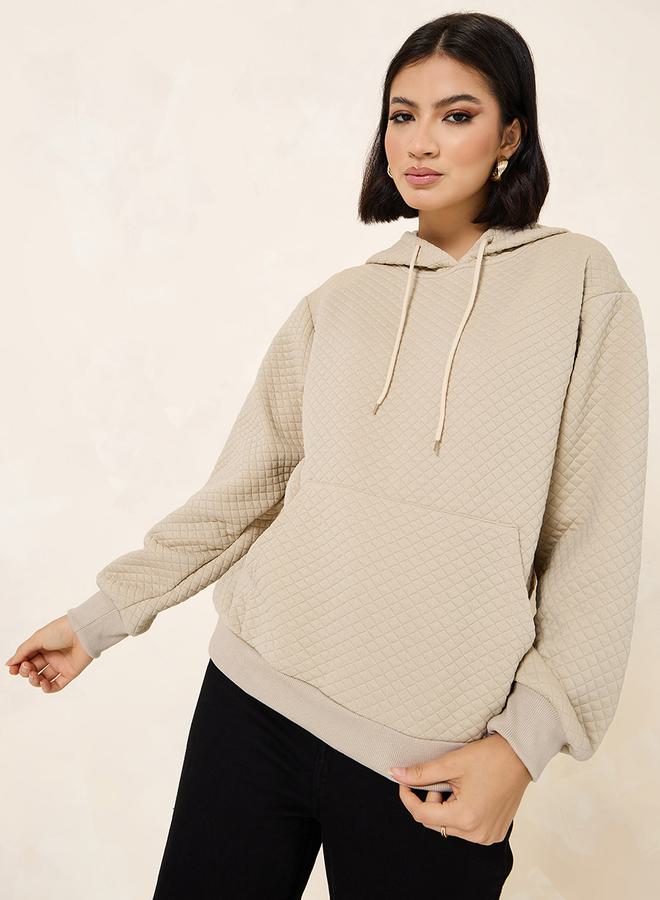 Styli Regular Length Textured Regular Fit Hoodie  - Image 1