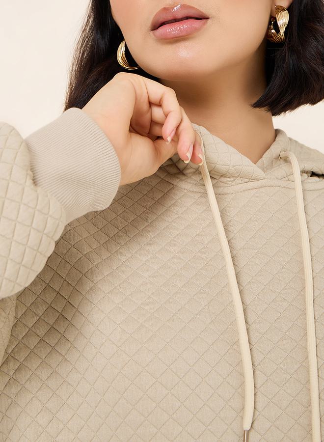 Styli Regular Length Textured Regular Fit Hoodie  - Image 3