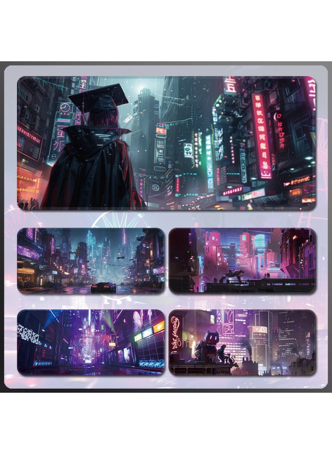 Generic - Cyberpunk Mouse Pad Oversized Computer Multi-Size Thickened Competitive Game Keyboard Pad Lock Edge Cool Table Pad-Color:120X60CM-Pattern:To Map Custom - Image 1