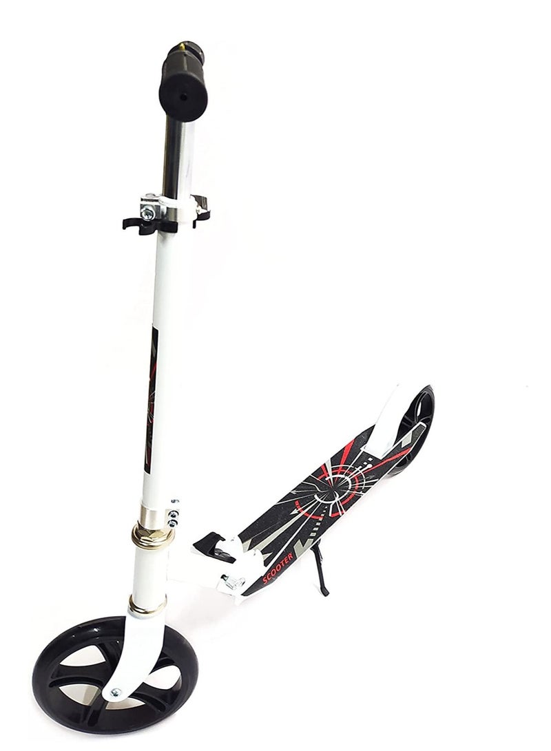 Scooter for Kids Ages 6-12 and Up and Scooter For Adults, Big Wheels, Adjustable Handle, Rear Fender Brake Foldable Kick Scooters for Teens, White 