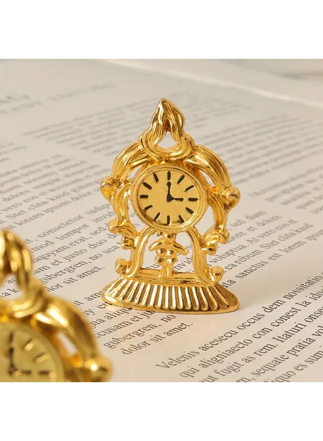 Vintage Miniature Wall Clock Silvery Antique Tabletop Decor For Dollhouse Diorama - Image 2