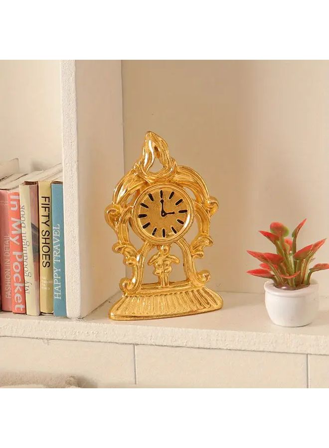 Vintage Miniature Wall Clock Silvery Antique Tabletop Decor For Dollhouse Diorama - Image 3