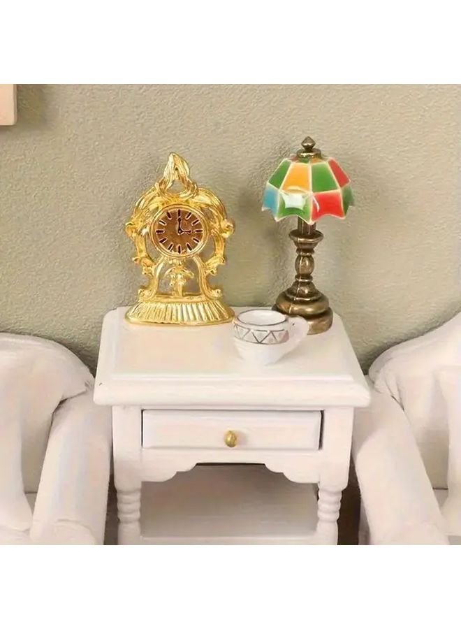 Vintage Miniature Wall Clock Silvery Antique Tabletop Decor For Dollhouse Diorama - Image 5