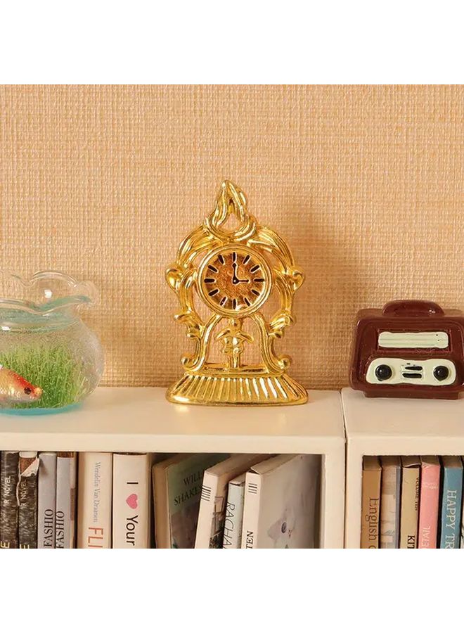 Vintage Miniature Wall Clock Silvery Antique Tabletop Decor For Dollhouse Diorama - Image 4