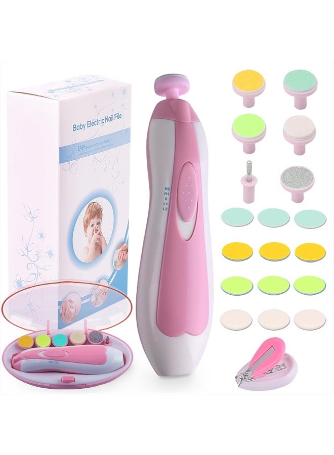 Consevisen Baby Nail Trimmer Electric Nail File Baby Nail Clippers, 20 in 1 Safe Nail Filer Grinder Kit for Newborn Infant Toddler Kids or Adults Toes Fingernails Care Trim Polish, Led Light and Grinding Heads - Image 1