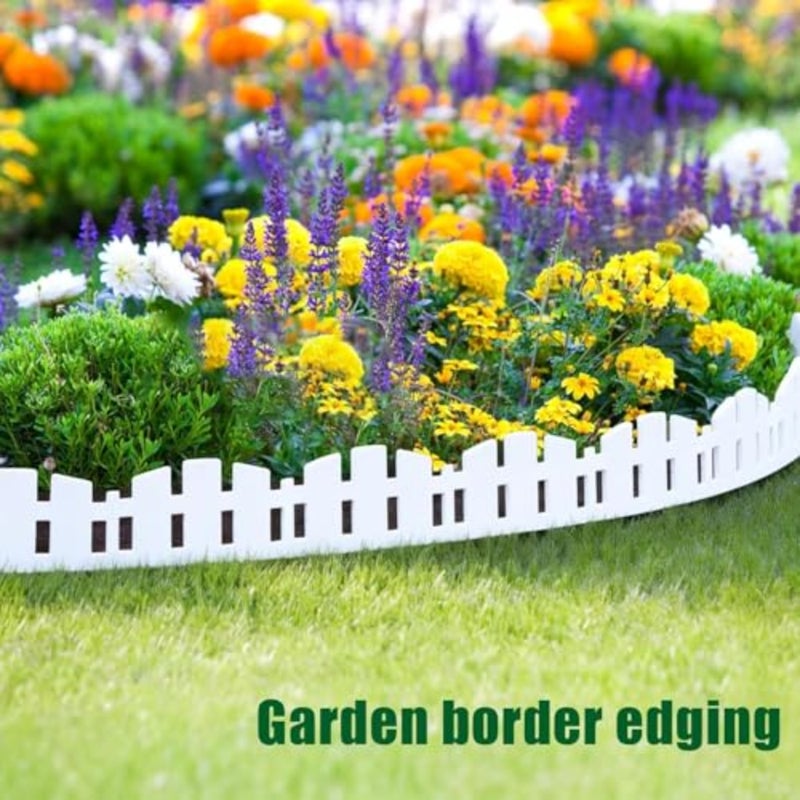 Garden Edging Border 33 FT x 4.6 IN Tall White Landscape Edging with 60 Stakes Flexible Plastic Lawn Edging for Yard, Flower Beds, Tree Rings, Walkways Garden Borders Square Profile - Image 3