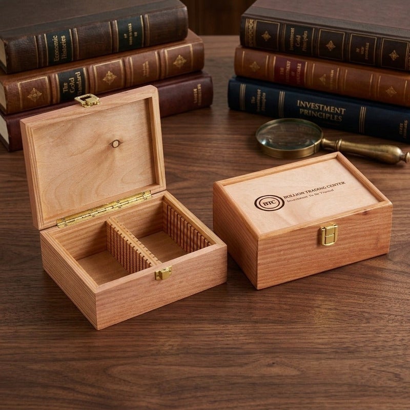 BTC Wooden Box for Gold & Silver Bars – 26 Cards - Image 1