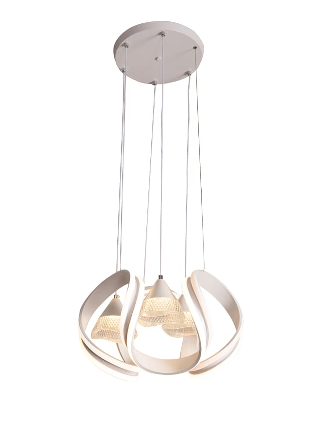 Best Power Modern LED Acrylic Chandelier 6939 - 3 Lighting Levels, 40W Spiral Shape with 3 LED Pendant Lamps, Adjustable Length up to 100 cm - Elegant Lighting for Living Rooms, Bedrooms, and Dining Spaces - Image 2