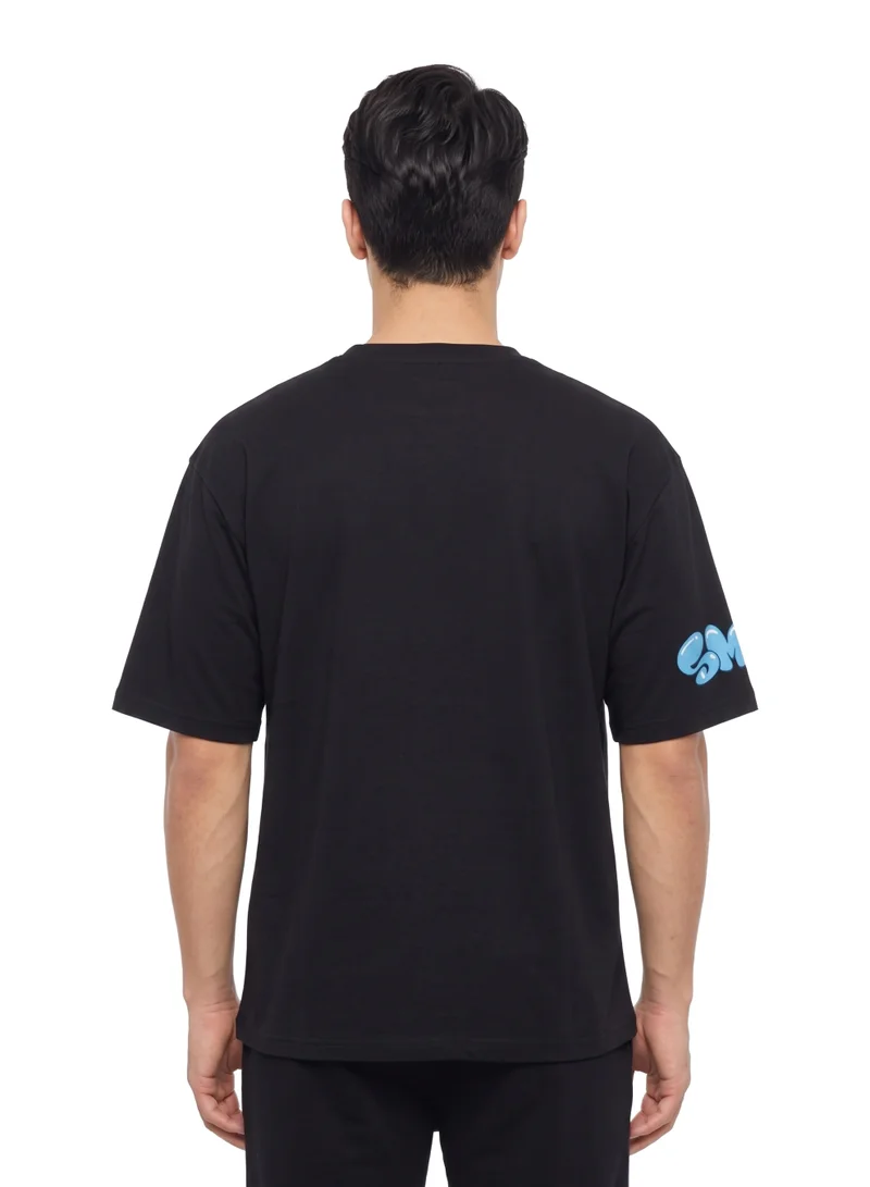 السنافر The Smurfs “Snap!” Men’s Drop Shoulder T-Shirt | Graffiti Character Graphic Casual Crew Neck Cotton Tee