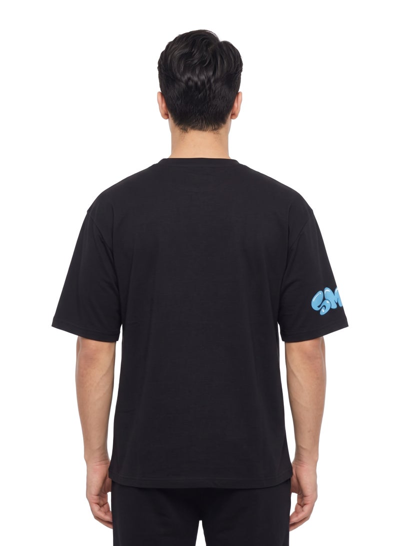 The Smurfs “Snap!” Men’s Drop Shoulder T-Shirt | Graffiti Character Graphic Casual Crew Neck Cotton Tee - Image 2