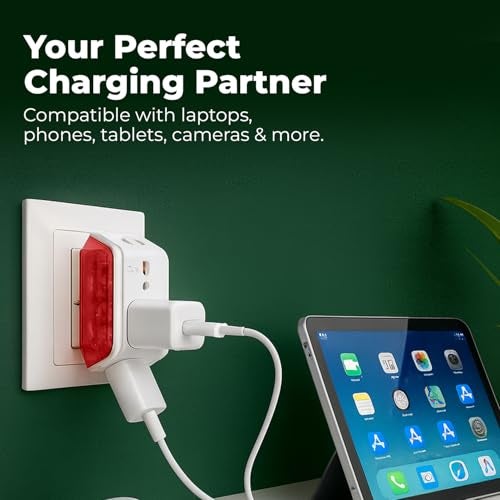 Embox Multi Plug Adapter with USB Ports | Universal 2-Pin Plug Socket | Multi USB Charger Adapter A & Type-C | Compact Fast Charging Power Adapter Plug for Phones, Tablets & Devices - Image 3