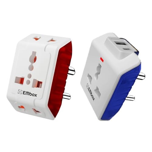 Embox Multi Plug Adapter with USB Ports | Universal 2-Pin Plug Socket | Multi USB Charger Adapter A & Type-C | Compact Fast Charging Power Adapter Plug for Phones, Tablets & Devices - Image 1