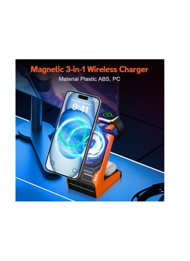 3 in 1 Wireless Charging Station  MagSafe Magnetic Charging Dock for Apple iPhone 15 14 13 12 Pro Pro Max Plus Mini   Fast Wireless Charging Stand