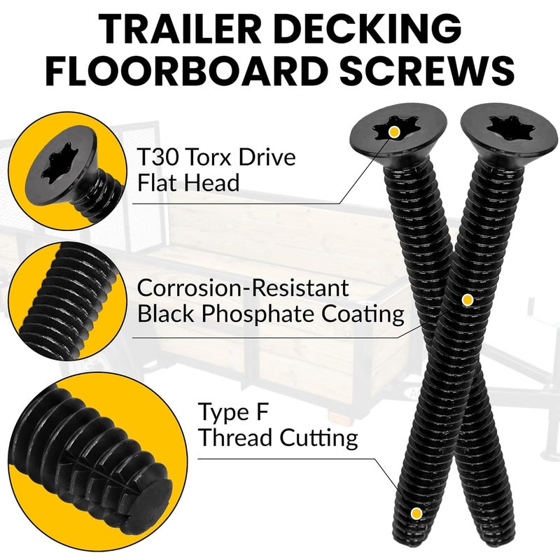 Dubbs Hardware 1/4-20 x 2 1/2'' - 100 pcs Trailer Deck Screws - Flat Head, Type F, Star Drive T-30, Torx Screws for Wood & Metal - Self-Tapping Screws x 100 Pcs - Image 3
