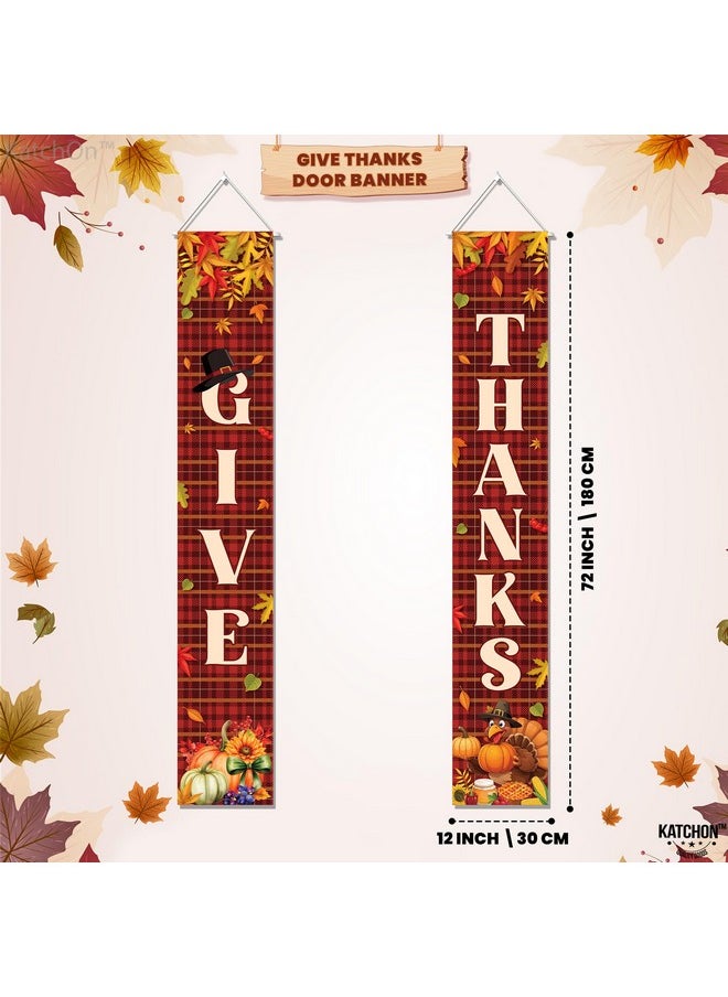 KATCHON KatchOn, Give Thanks Banner for Door - Xtralarge, 72x12 Inch | Thanksgiving Door Banner for Thanksgiving Door Decorations, Happy Thanksgiving Banner for Front Door | Thanksgiving Decorations Indoor  - Image 2